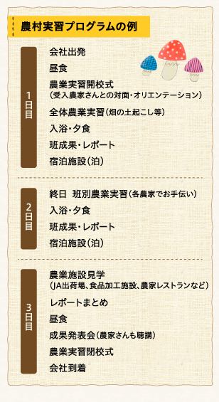 農村実習プログラムの例