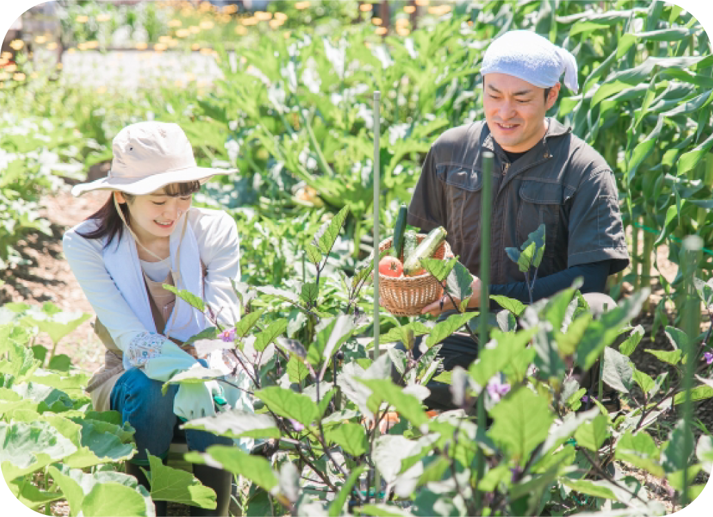 農作業をする２人